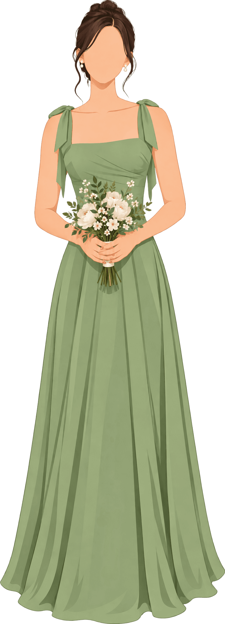 Guest in a flowing sage garden dress