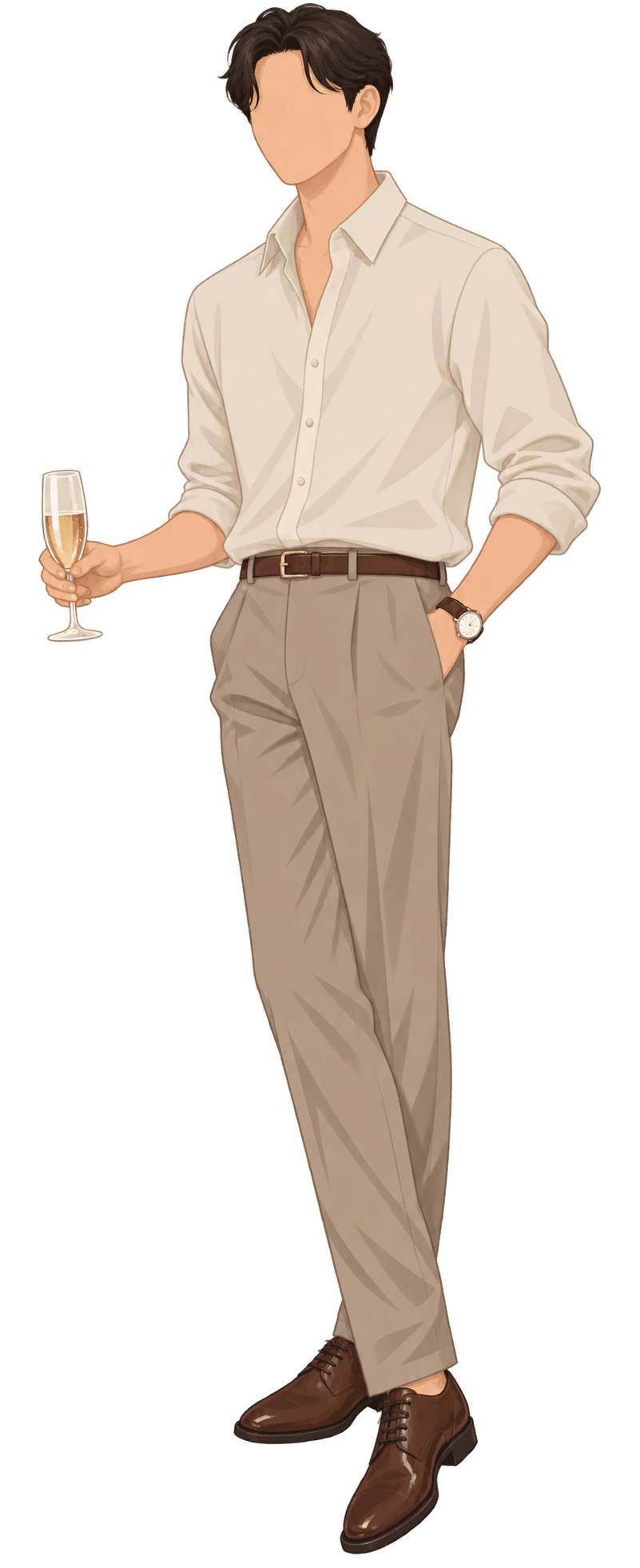 Guest in linen long sleeves and brown trousers